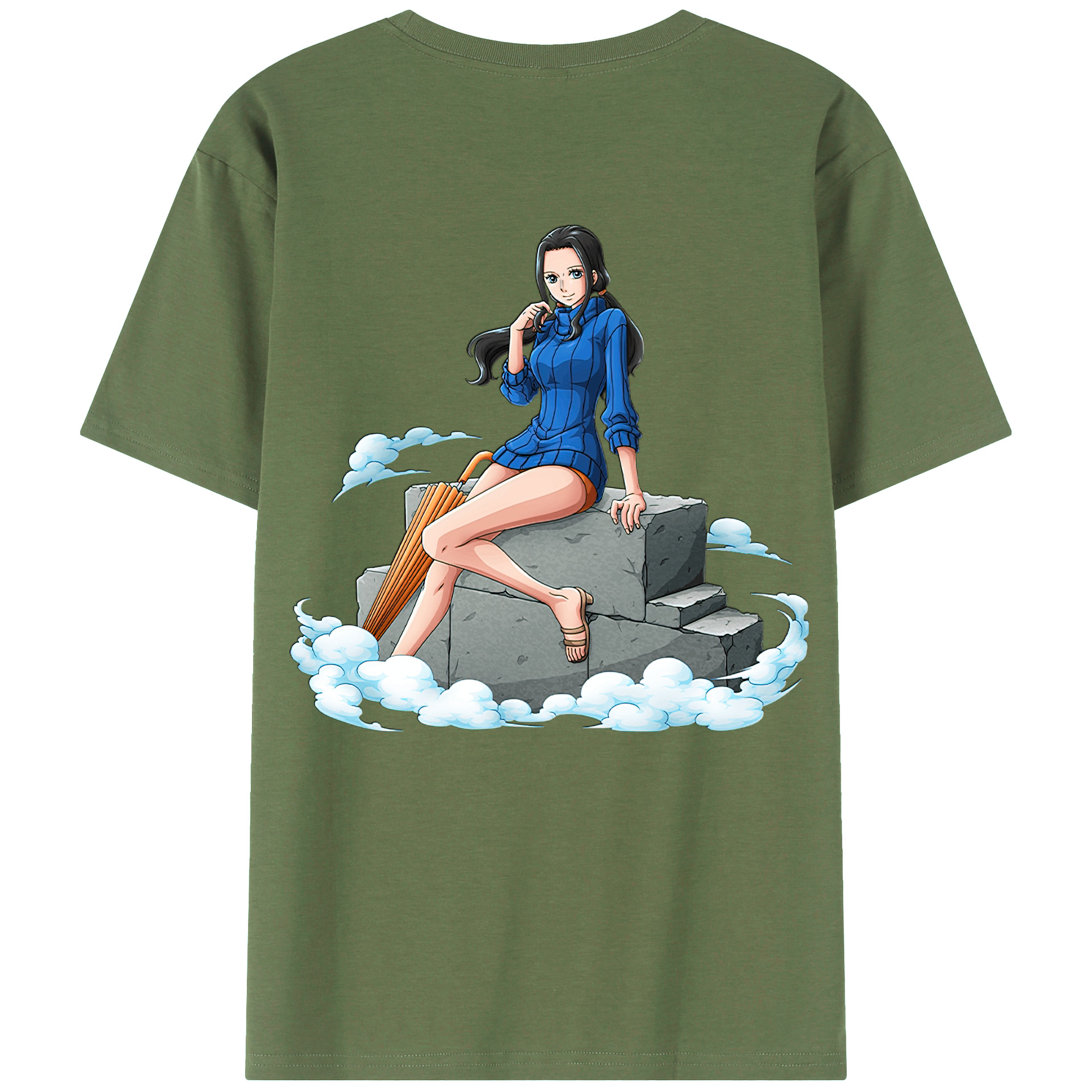 ワンピース ニコ・ロビン ONE PIECE Nico Robin 綿100％ メンズ半袖Tシャツ（バックプリント） 通気性